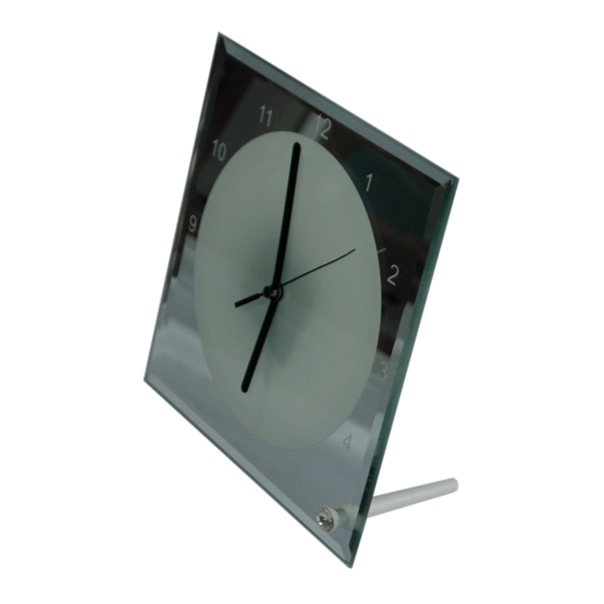 7.8" x 7.8" Sublimation Blank Mirror Edge Glass Photo Frame with Clock
